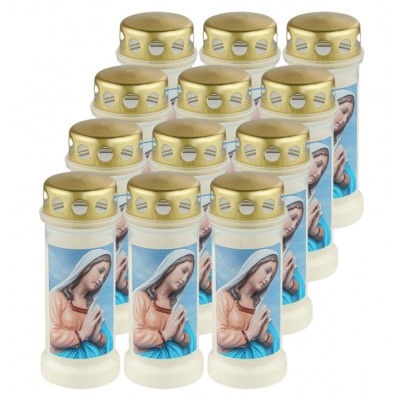 Znicze plastikowe zalewane BOLSIUS NR 6 Maria Modlitwa 17cm ~70h 12szt.
