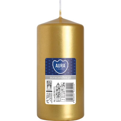 BISPOL Aura pillar candle sw50/100-213 (gold metallic) ~20h