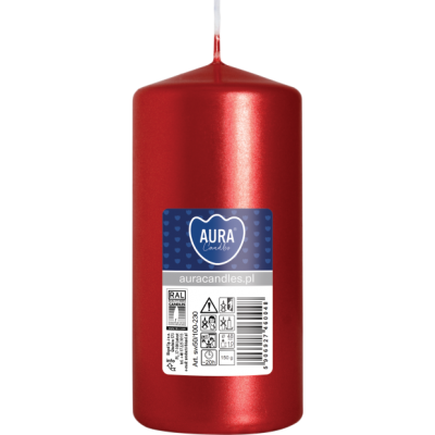 Świeca pieńkowa walec BISPOL Aura sw50/100-230 (czerwony metalik) ~20h