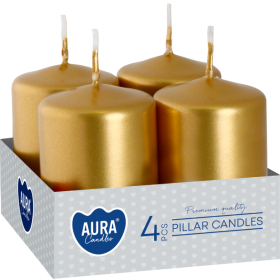Świece pieńkowe walce BISPOL Aura sw40/60-213 (złoty metalik) ~7h 4szt.