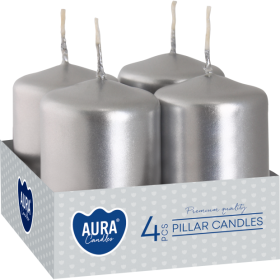 Svíčky na sloup BISPOL Aura sw40/60-271 (metalická stříbrná) ~7h 4 ks.