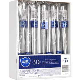 BISPOL Aura table candles s30-1-271 245/23 silver metallic ~7h 30pcs.