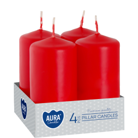 Pillar candles BISPOL Aura sw40/80-030 (red) ~9h 4 pcs.