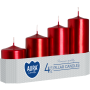 Pillar candles graduated cylinders BISPOL Aura sw50/4-230 red met 4 pcs.