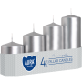 Pillar candles graduated cylinders BISPOL Aura sw50/4-271 silver metal 4 pcs.