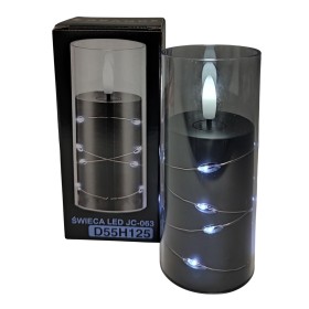 GRANDE 5501 D55H125 LED pletená sviečka, čierna/studená biela