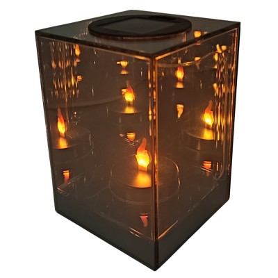LINDO HOME 3D solární zrcadlová lucerna LED kostka 18 cm