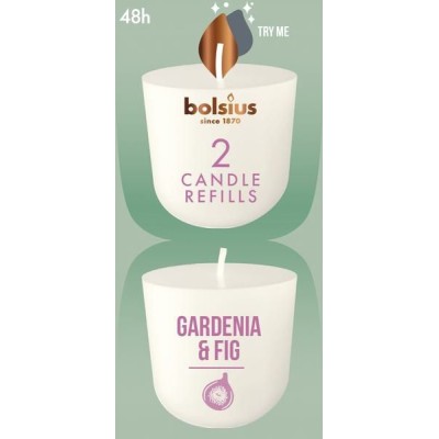 Vonné sviečky do svietnika BOLSIUS CleanLight ~24h Gardenia & Fig 2 ks.