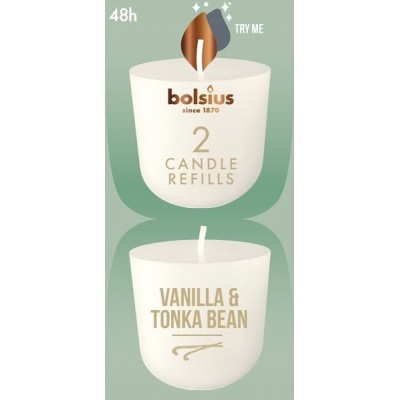 Świece zapach. do świecznika BOLSIUS CleanLight ~24h Vanilla & Tonka 2szt