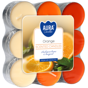 Vonné čajové svíčky BISPOL Aura p15-18-63 (oranžové) 4h 18 ks.
