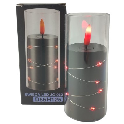 GRANDE 5500 D55H125 LED Braided Candle, Black/Red