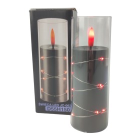 Świeca oplatana LED GRANDE 5505 D55H150 czarna/czerwony