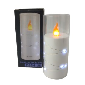 Świeca oplatana LED GRANDE 5504 D55H125 biała/biały zimny