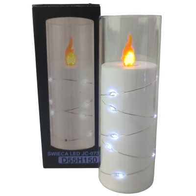 LED Pletená sviečka GRANDE 5509 D55H150 Biela/Studená biela