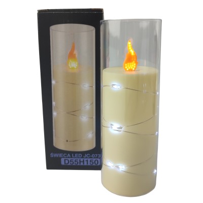 LED Pletená sviečka GRANDE 5508 D55H150 ecru/studená biela