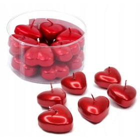 Floating candles RAK (07473) Hearts (40/25) red metal ~4h 12pcs.