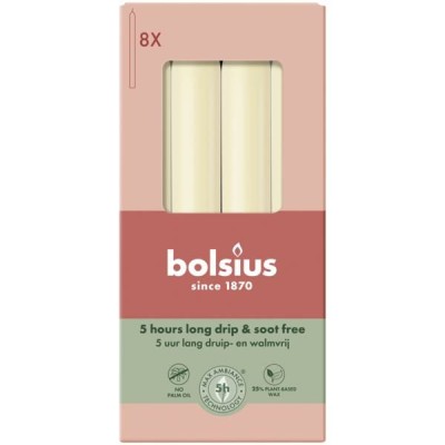 BOLSIUS Torpeda table candles 170/20 (ecru) ~5h 8 pcs.