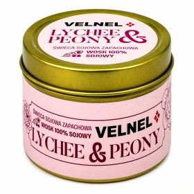 Świeca zapachowa sojowa w puszce VELNEL ZS-05 Liczi & Piwonia 63g