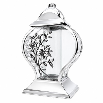 Candle shrine lantern Heart Lily large silver 33 cm