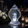 Sviečkový lampáš Srdce Ľalia veľký strieborný 33 cm