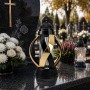 Znicz kapliczka Wstęga czarna złota metalizowana 28,5 cm