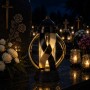 Chapel candle, black gold metallic ribbon, 28.5 cm