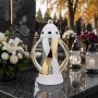 Stuha na svíčku, bílá zlatá, metalická, 28,5 cm