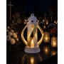 Candle chapel ribbon white gold metallic 28.5 cm