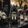 Small black openwork chapel candle 29.5 cm