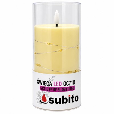 Świeca LED z łańcuchem LED SUBITO GC710 D78H150 kość słoniowa (318)