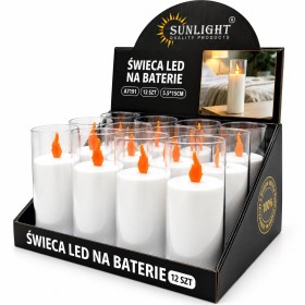 Sunlight LED Candles (A7191) white tube moving flame 15 cm 12 pieces