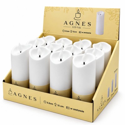 Agnes LED sviečky vlna biely teplý plameň 15 cm 12 kusov