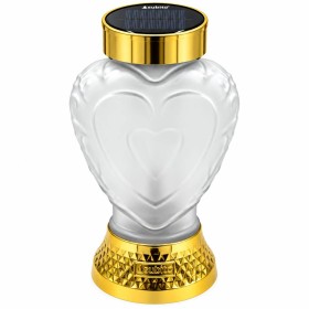 Znicz lampion solarny LED SUBITO SL5 złote Serce matowe ciepły płomień 22cm