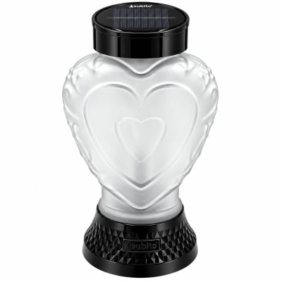 Znicz lampion solarny LED SUBITO SL5 czarne Serce matowe ciepły płomień 22cm