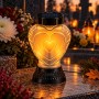 Solární LED lucerna SUBITO SL5 černá matná srdce teplý plamen 22cm