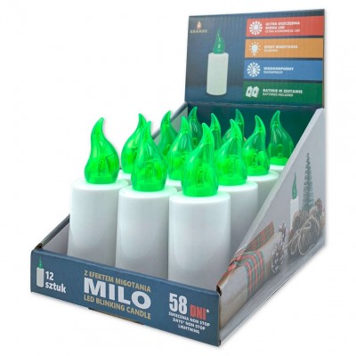 Wkłady do zniczy LED Grande Milo 12 sztuk zielone