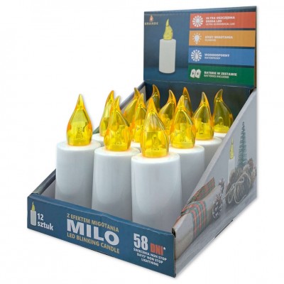 Wkłady do zniczy LED Grande Milo 12 sztuk żółte