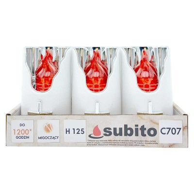 Wkłady do zniczy LED Subito C707 H125 6 sztuk srebrno-czerwony