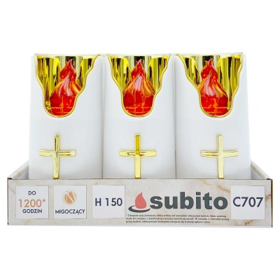 Wkłady do zniczy LED Subito C707 H150 6 sztuk złoto-czerwony