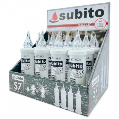 Wkłady do zniczy LED Subito S7 12 sztuk biały